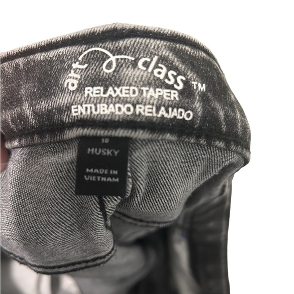 Boys/Kids Black Denim Jeans - Art Class Relaxed Taper Size 18 Husky - Picture 4 of 6